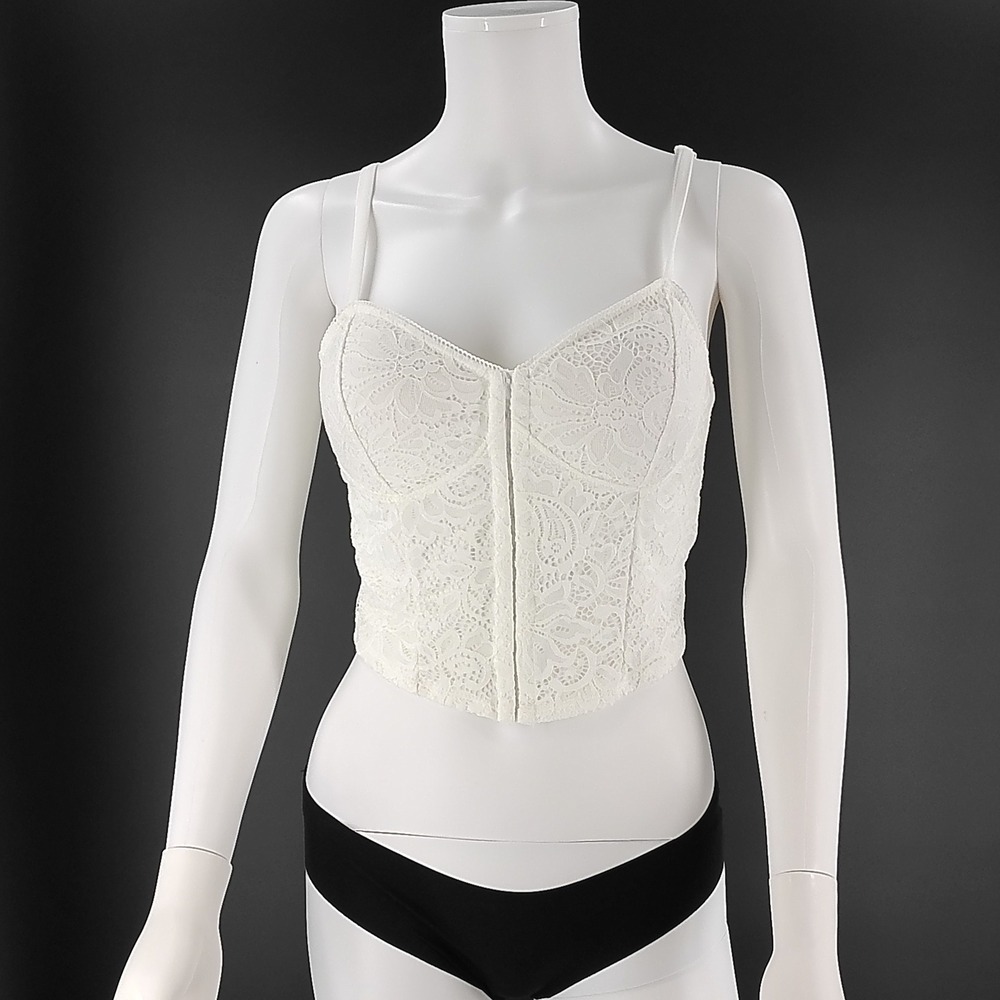 Moa Moa White Floral‎ Lace Corset Camisole Top ITG380C-FCL Size L